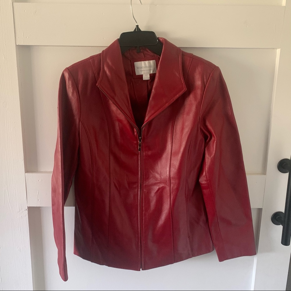 Women’s red leather jacket